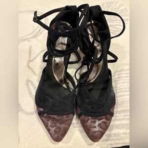 Capezio Black and Brown Lace-Up Heels for Tango Performance
